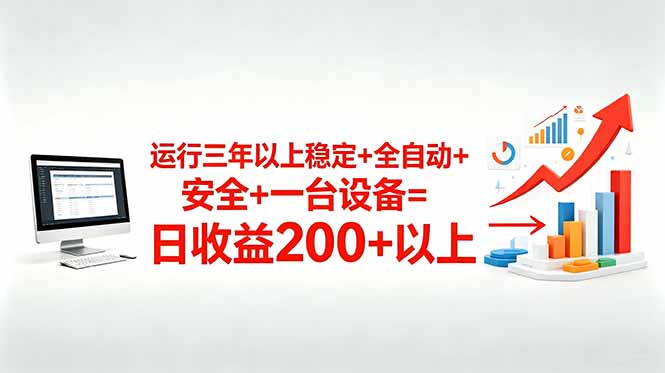 三年以上稳定+全自动+安全+一台设备=日收益200+-大表哥网创