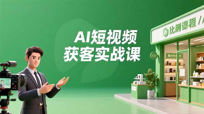 AI短视频获客实战课，数字人创作、实体行业应用、精准引流，30天获取客源月入6万+-大表哥网创