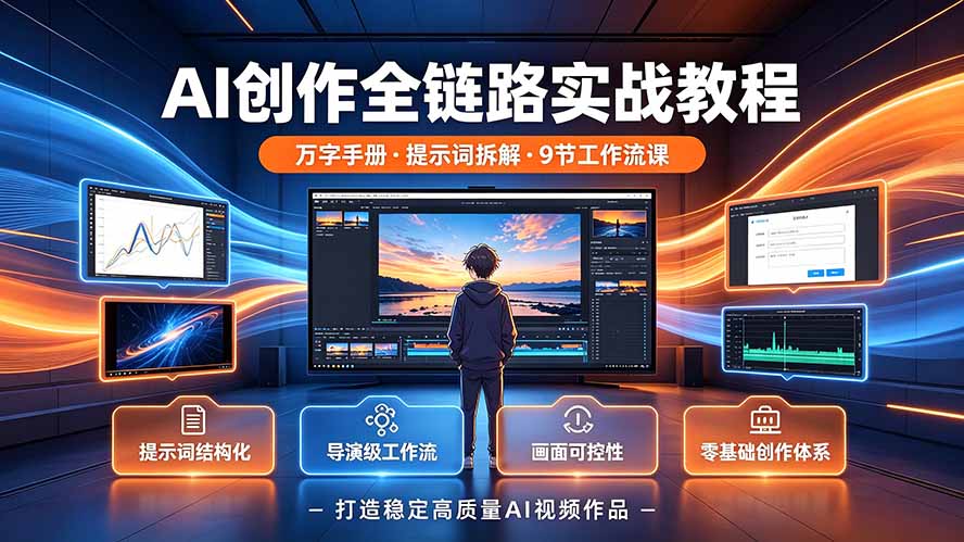 AI创作全链路实战教程｜万字手册·提示词拆解·9节工作流课，打造稳定高质量AI视频作品-大表哥网创