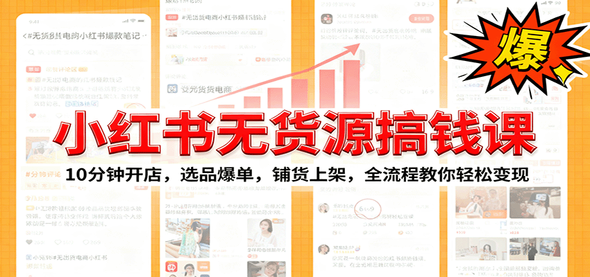 小红书无货源爆单课：10分钟开店，选品爆单，铺货上架，全流程教你轻松变现-大表哥网创