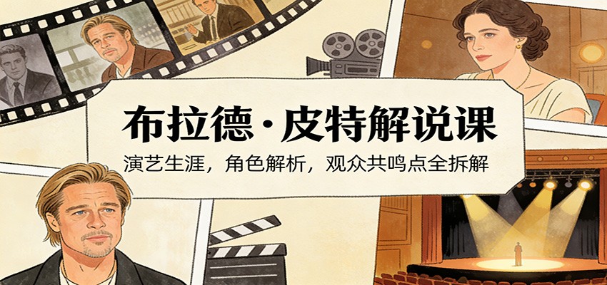 演员说-布拉德.皮特解说课：演艺生涯，角色解析，观众共鸣点全拆解-大表哥网创