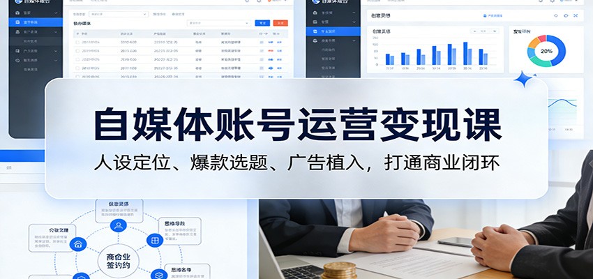 自媒体账号运营变现课：人设定位、爆款选题、广告植入，打通商业闭环-大表哥网创