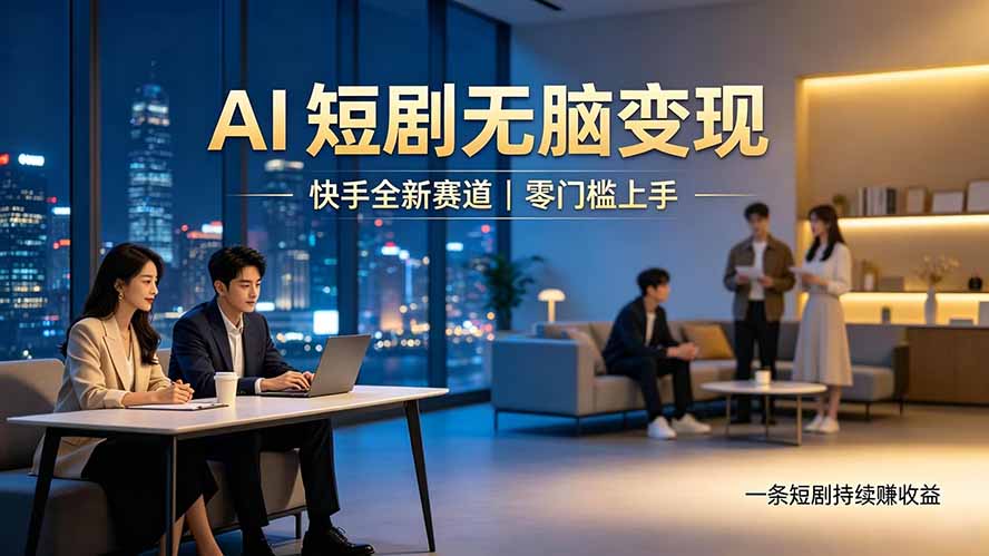 别乱找副业了，快手 AI 短剧零门槛长久被动增收-大表哥网创