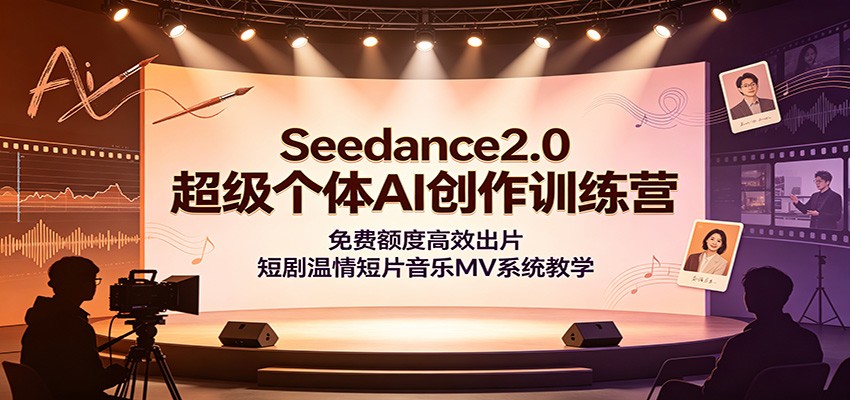 Seedance2.0超级个体AI创作训练营：免费额度高效出片，短剧温情短片音乐MV系统教学-大表哥网创