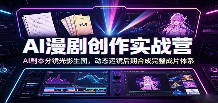 AI漫剧创作实战营：AI剧本分镜光影生图，动态运镜后期合成完整成片体系-大表哥网创