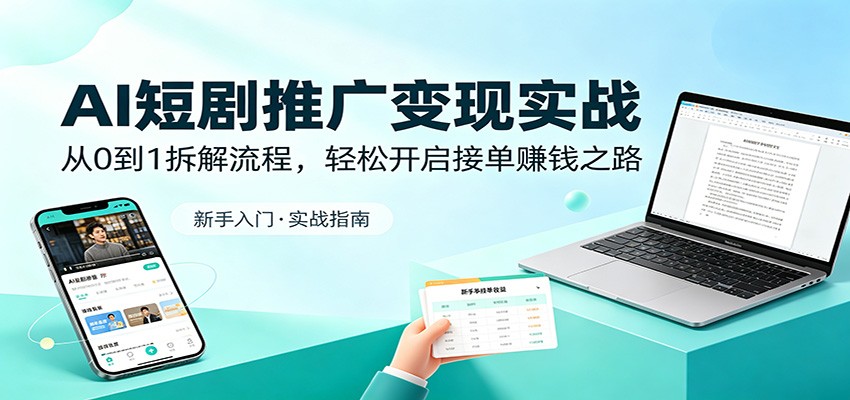 AI短剧推广变现实战：从0到1拆解流程，轻松开启接单赚钱之路-大表哥网创