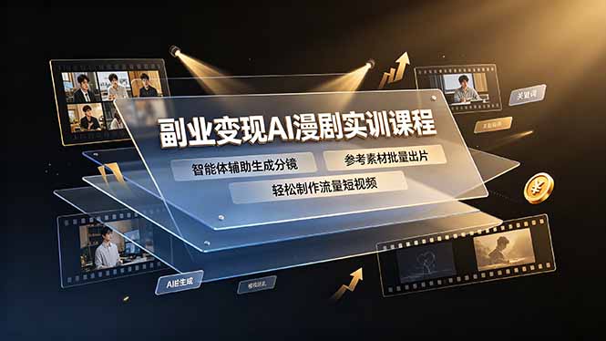副业变现AI漫剧实训课程，智能体辅助生成分镜，参考素材批量出片，轻松制作流量短视频-大表哥网创