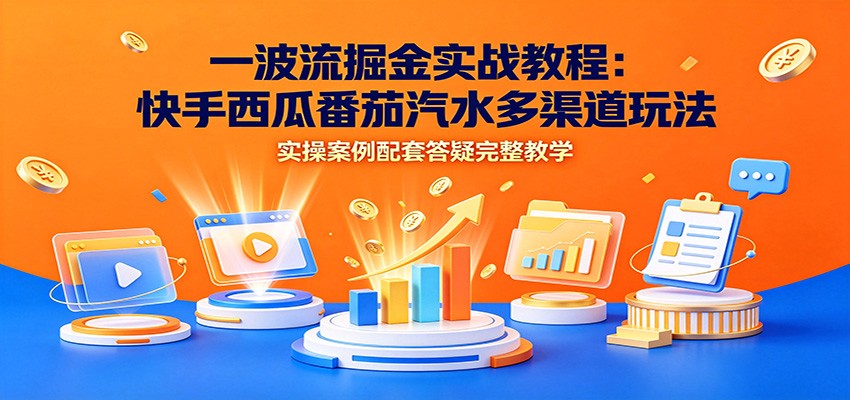 一波流掘金实战教程：快手西瓜番茄汽水多渠道玩法，实操案例配套答疑完整教学-大表哥网创