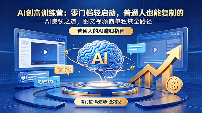 AI创富训练营:零门槛轻启动,普通人也能复制的AI赚钱之道,图文视频商单私域全路径-大表哥网创