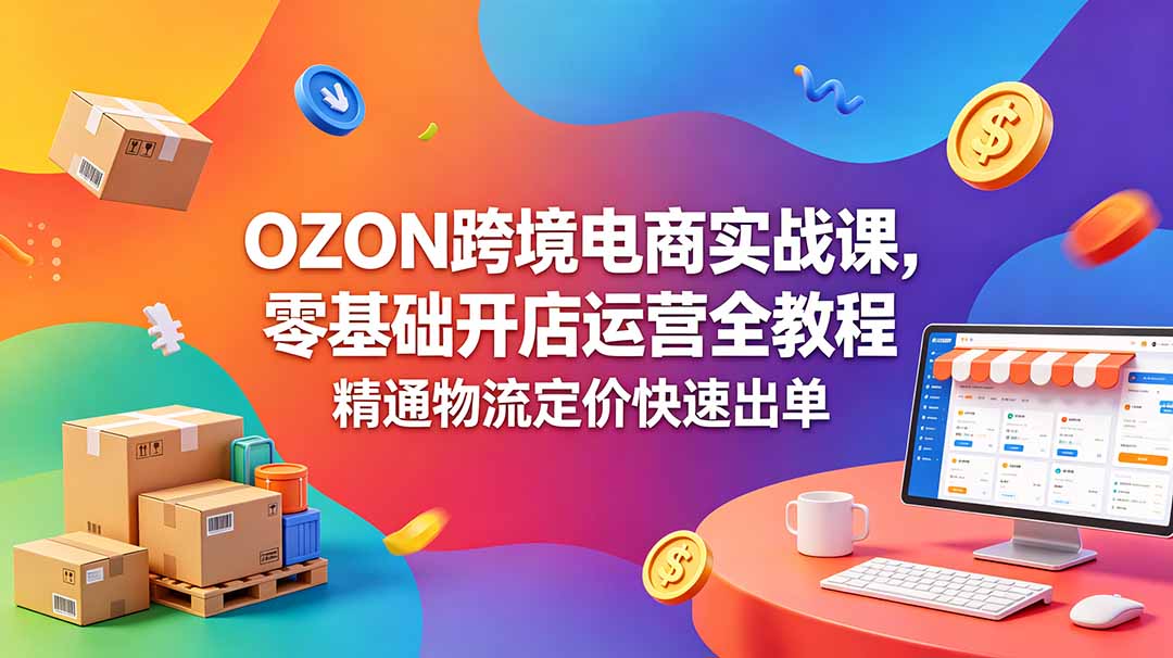 OZON 跨境电商实战课，零基础开店运营全教程，精通物流定价快速出单-大表哥网创