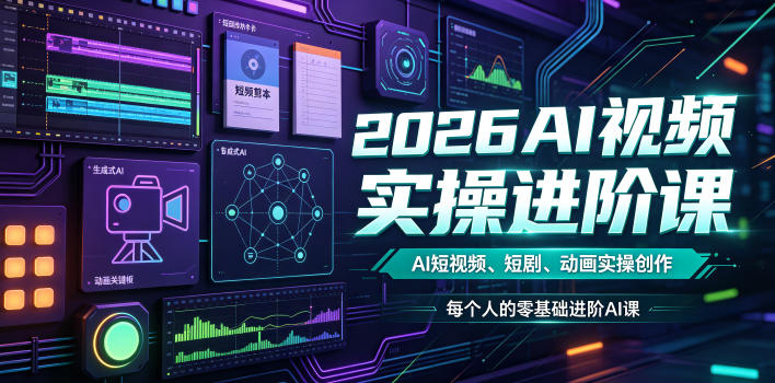 2026AI视频实操进阶课,AI短视频、短剧、动画实操创作,每个人的零基础进阶ai课-大表哥网创
