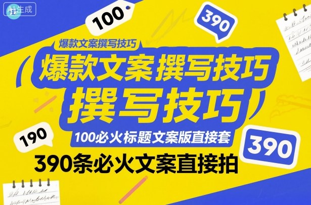 爆款文案撰写技巧，100个必火标题文案模版直接套，390条必火文案直接拍-大表哥网创