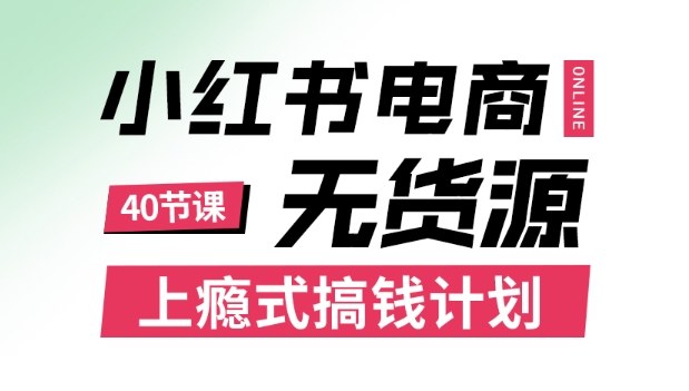小红书无货源电商课程，上瘾式搞钱计划，不论月薪3k还是3W都应该学的賺钱技巧-大表哥网创