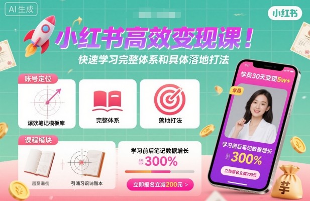 小红书高效变现课，快速学习小红书完整体系和具体落地打法-大表哥网创