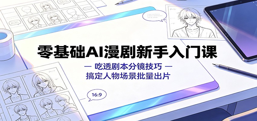 零基础AI漫剧新手入门课：吃透剧本分镜技巧，搞定人物场景批量出片-大表哥网创