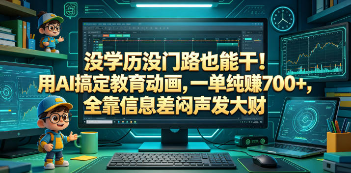 没学历没门路也能干！用AI搞定教育动画，一单纯賺700+，全靠信息差闷声发大财【揭秘】-大表哥网创