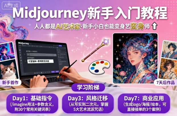 midjourney新手入门教程：人人都是AI艺术家，新手小白也能变身艺术大师-大表哥网创