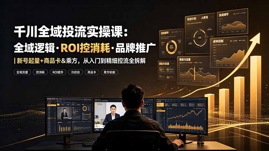千川全域投流实操课：全域逻辑·ROI控消耗·品牌推广｜新号起量+商品卡&乘方，从入门到精细控流全拆解-大表哥网创