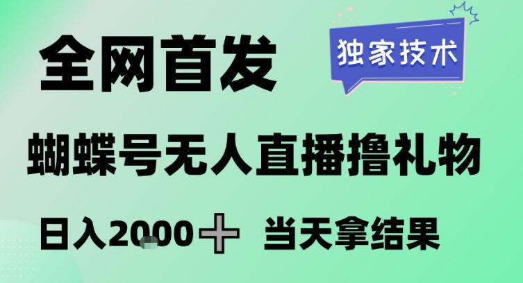 2026最新蝴蝶号无人直播掘金，独家技术，全网首发小白做了一个月收益3W，长期稳定可做【揭秘】-大表哥网创