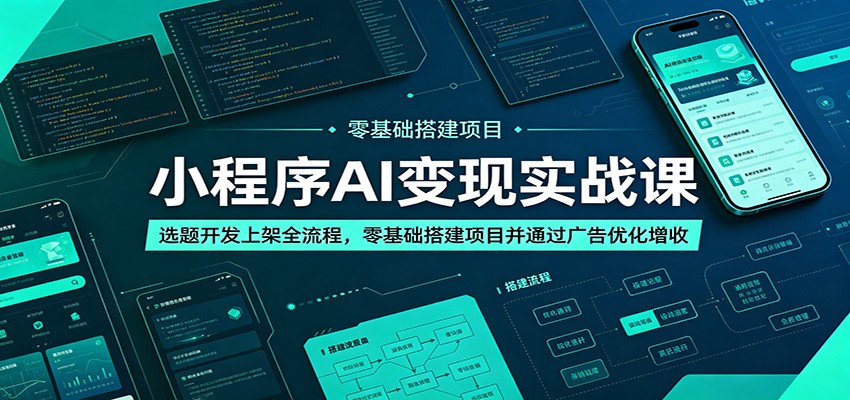 小程序AI变现实战课：选题开发上架全流程，零基础搭建项目并通过广告优化增收-大表哥网创