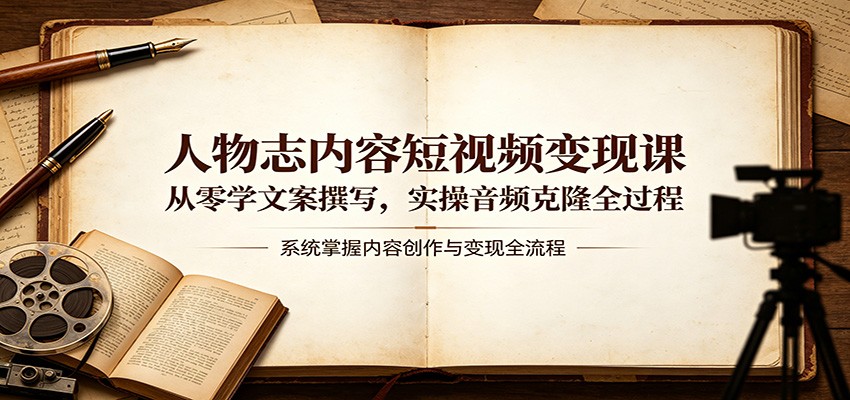 人物志内容短视频变现课：从零学文案撰写，实操音频克隆全过程-大表哥网创