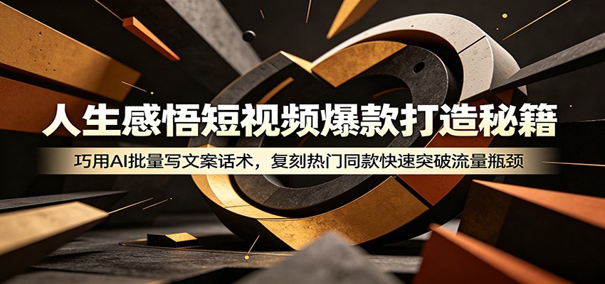 人生感悟短视频爆款打造秘籍：巧用A 批量写文案话术，复刻热门同款快速突破流量瓶颈-大表哥网创