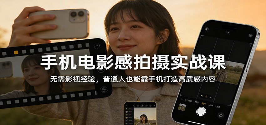 手机电影感拍摄实战课：无需影视经验，普通人也能靠手机打造高质感内容-大表哥网创