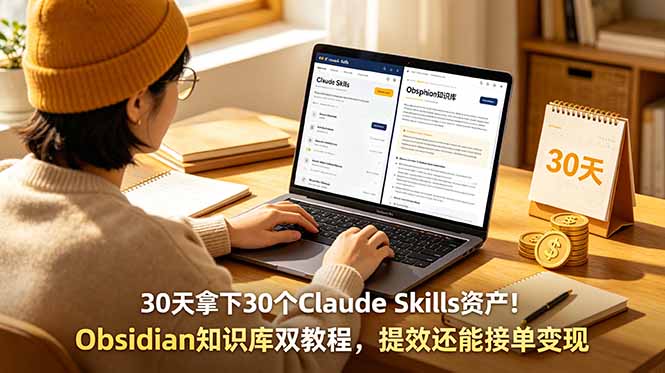 30天拿下30个Claude Skills资产！Obsidian知识库双教程，提效还能接单变现-大表哥网创