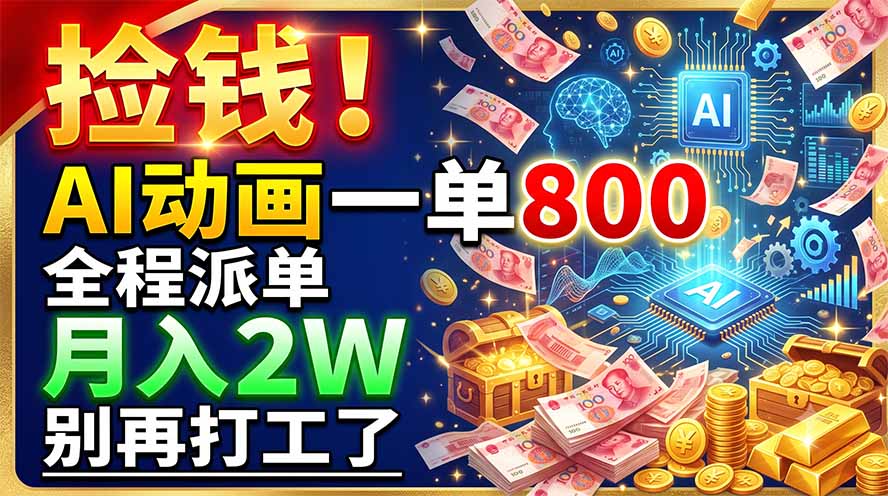 捡钱！AI动画一单800，全程派单，月入2W，别再打工了-大表哥网创