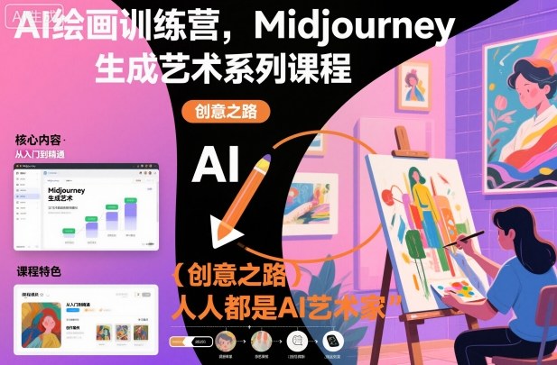 AI绘画训练营，Midjourney生成艺术系列课程，人人都是AI艺术家-大表哥网创