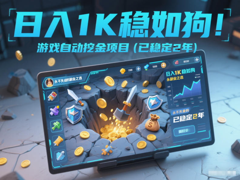 日入1K稳如狗！游戏自动挖金项目(已稳定2年)，永不失业的副业之选【揭秘】-大表哥网创