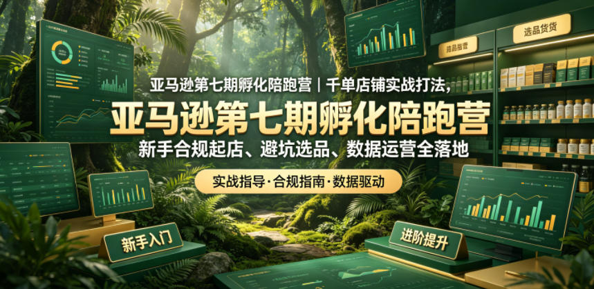 亚马逊第七期孵化陪跑营｜千单店铺实战打法，新手合规起店、避坑选品、数据运营全落地-大表哥网创