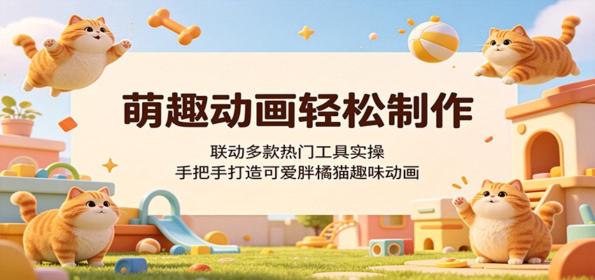 萌趣动画轻松制作，联动多款热门工具实操，手把手打造可爱胖橘猫趣味动画-大表哥网创