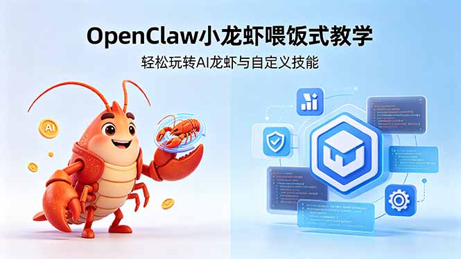 不用懂技术!OpenClaw小龙虾喂饭式教学,轻松玩转AI龙虾与自定义技能 (5月22更新-大表哥网创