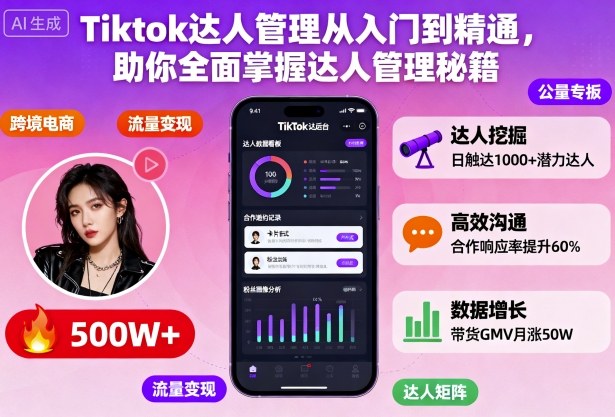 Tiktok达人管理从入门到精通，助你全面掌握达人管理秘籍-大表哥网创