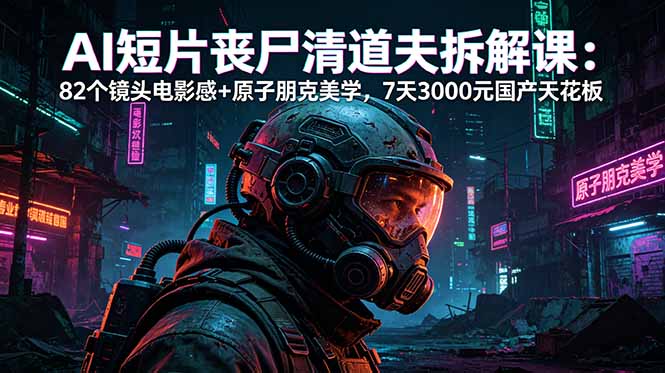 AI短片《丧尸清道夫》拆解课：82个镜头电影感+原子朋克美学，7天3000元国产天花板-大表哥网创