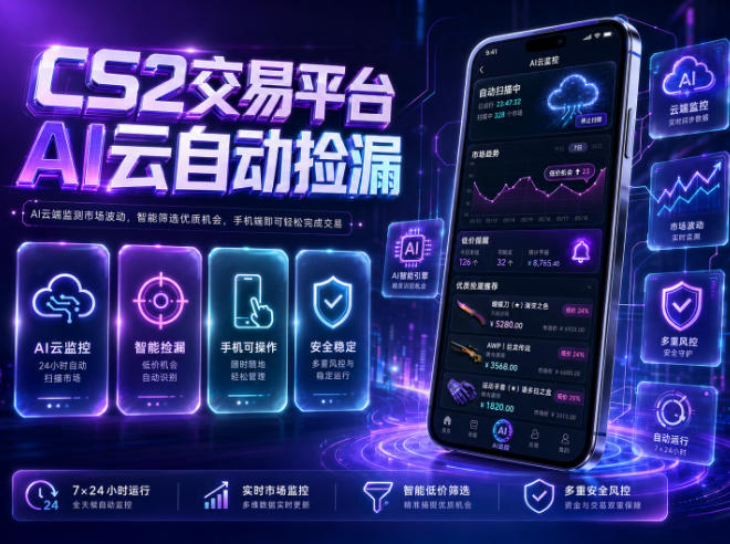 CS2交易平台AI云自动捡漏，多年稳定运行，无需手机，支持任何形式验证，日入300+【揭秘】-大表哥网创