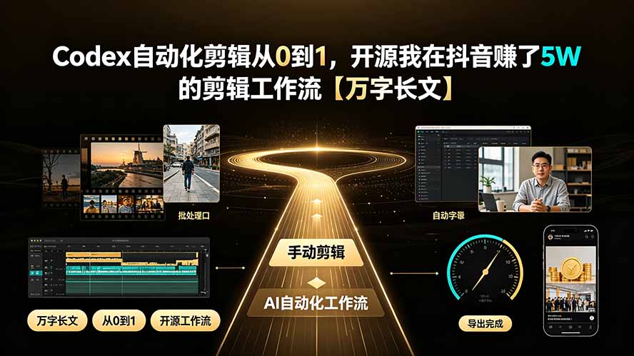 Codex自动化剪辑从0到1,开源我在抖音赚了5W 的剪辑工作流【万字长文】-大表哥网创